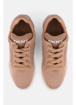 DKNY Women Abeni Knit Lace Up Casual Shoes, Peach  - Image 3