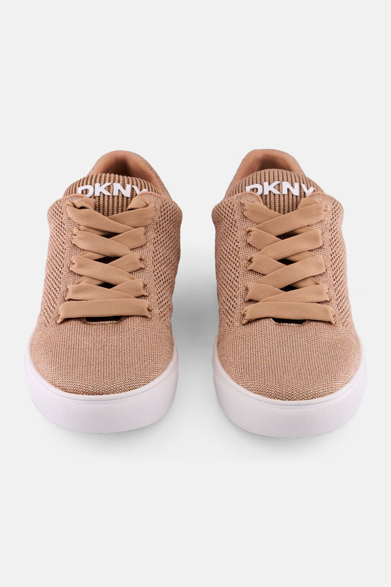 DKNY Women Abeni Knit Lace Up Casual Shoes, Peach  - Image 4