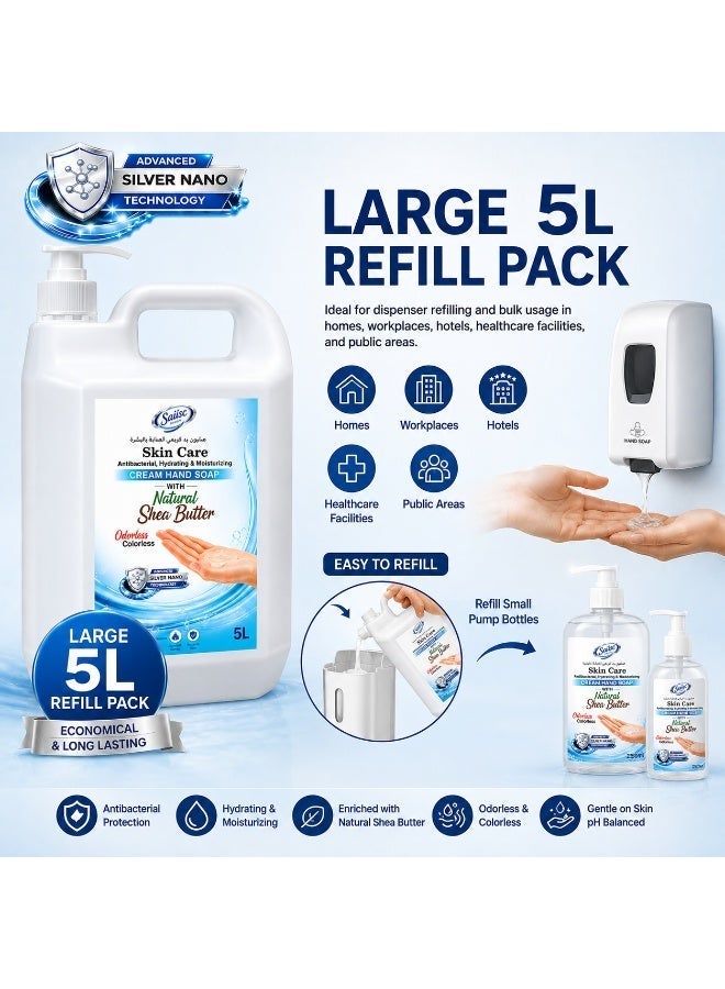 Swish Super Skin Care Odourless & Colourless Antibacterial Cream Hand Wash Soap 5L with Pump | Hydrating Liquid Hand Wash with Shea Butter & Silver Nano Technology - Image 4