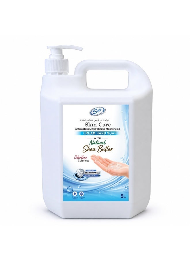Swish Super Skin Care Odourless & Colourless Antibacterial Cream Hand Wash Soap 5L with Pump | Hydrating Liquid Hand Wash with Shea Butter & Silver Nano Technology - Image 1