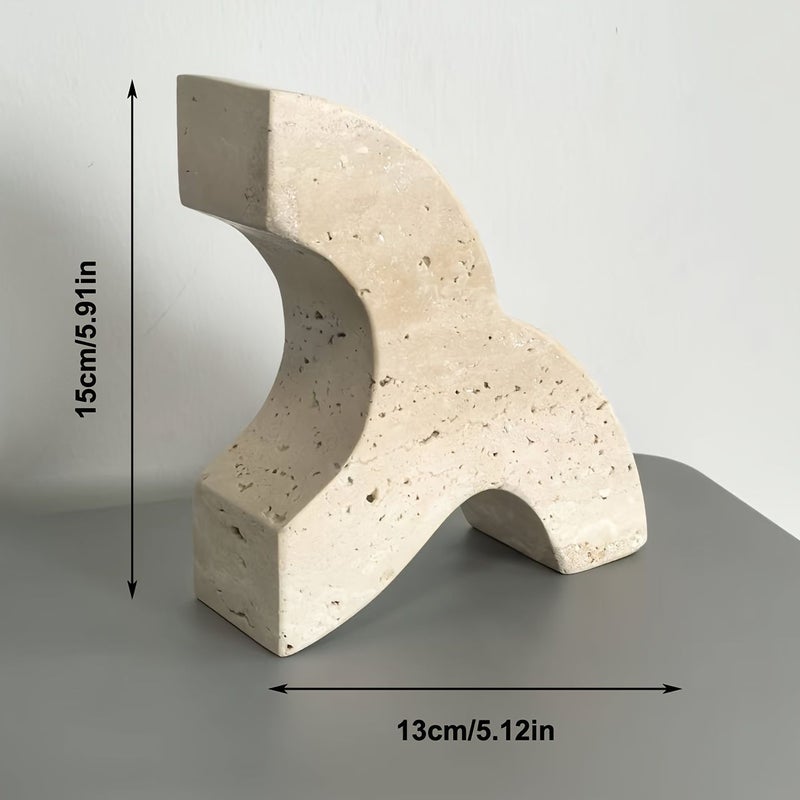 Cream Marble Bookend Heavy Stone Book Stand White And Light Yellow Marble Textured Desktop Ornament For Bookshelf Study Room Home Decoration - Image 2