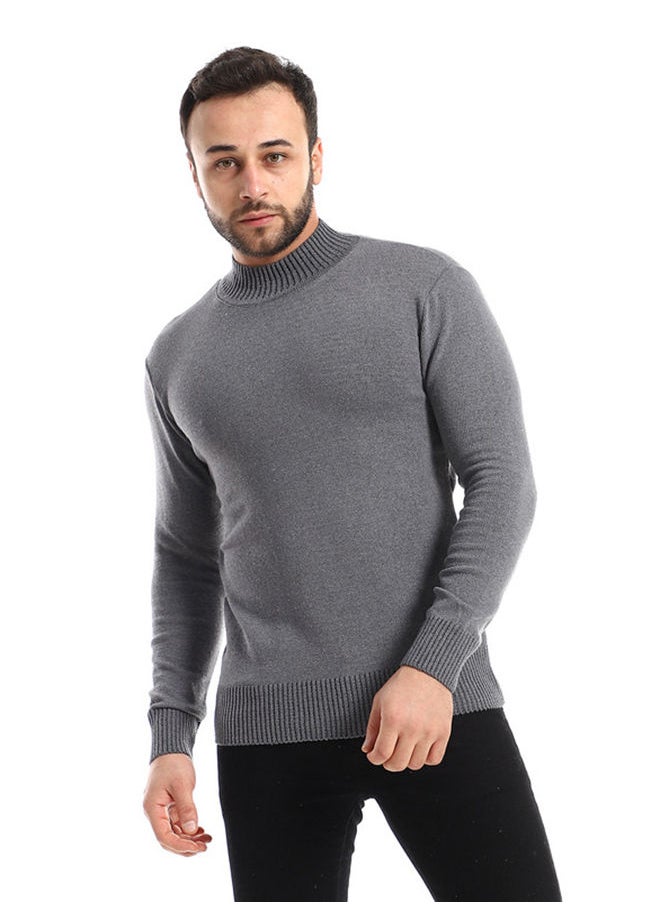 Andora - Ribbed High Cole Heather Charcoal Pullover - Image 1
