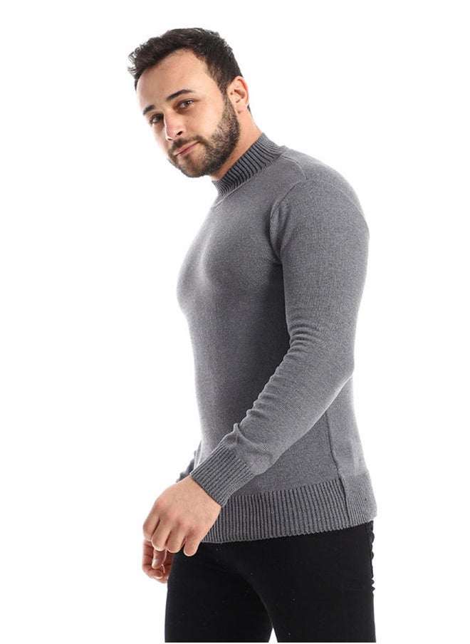 Andora - Ribbed High Cole Heather Charcoal Pullover - Image 1