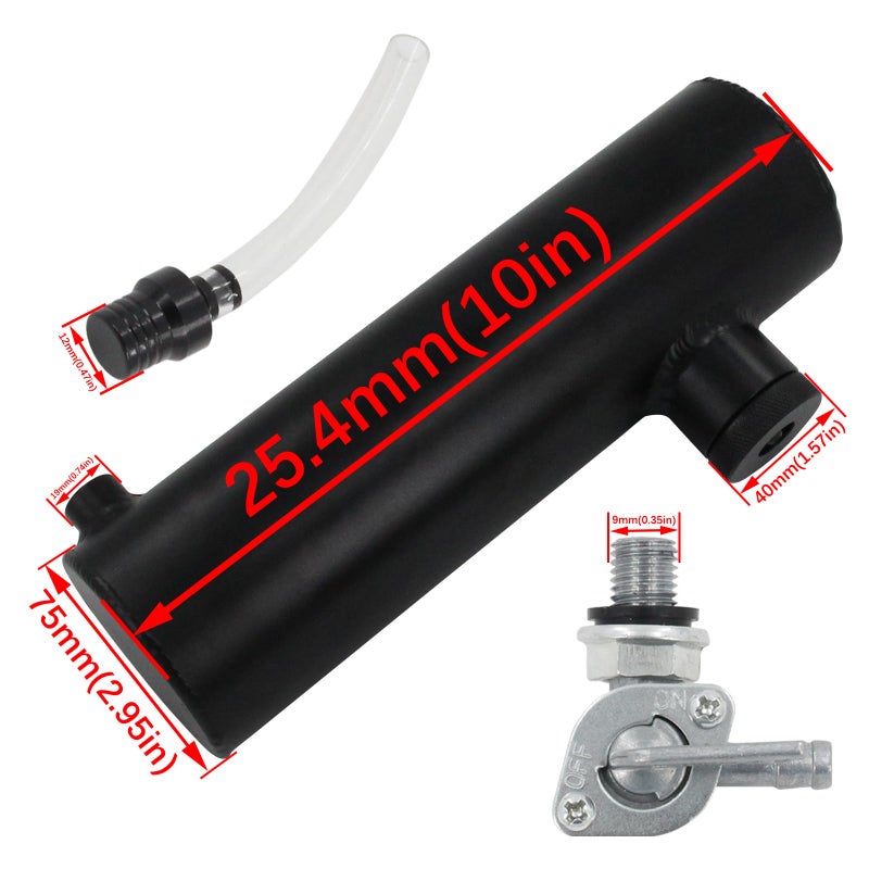 LVOUP 3x10 Go Kart and Mini Bike Gas Tank Cylinder with Clamp Compatible for Coleman Powersports CT200U BT200X CT200u-ex and Predator 212cc 196cc/6.5HP Black - Image 2