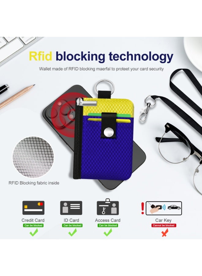 Minimalist RFID Blocking Small Wallet with ID Window,WaterResistant Zip Id Case Wallet with Lanyard Keychain for Cards,Cash,Travel,Women,Men - Image 4