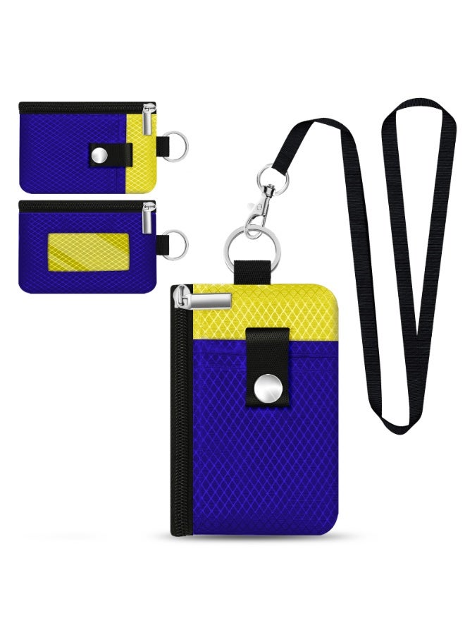 Minimalist RFID Blocking Small Wallet with ID Window,WaterResistant Zip Id Case Wallet with Lanyard Keychain for Cards,Cash,Travel,Women,Men - Image 1
