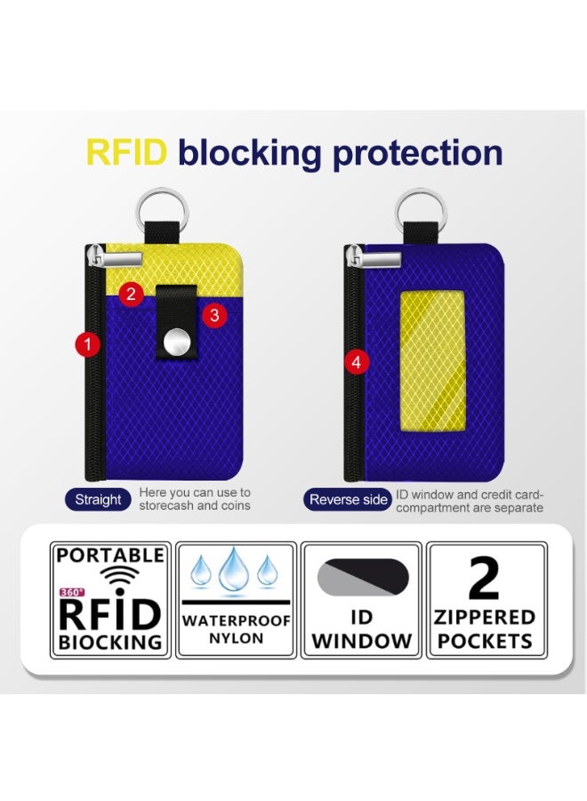 Minimalist RFID Blocking Small Wallet with ID Window,WaterResistant Zip Id Case Wallet with Lanyard Keychain for Cards,Cash,Travel,Women,Men - Image 2