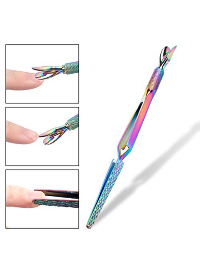 JOLLYSTYLE Colorful Stainless Steel Nail Art Tools Pinching Cuticle Pusher and Cuticle Cutter Nipper Multifunction False Nail Cutter Shaping Tweezers Manicure Tools - Image 4