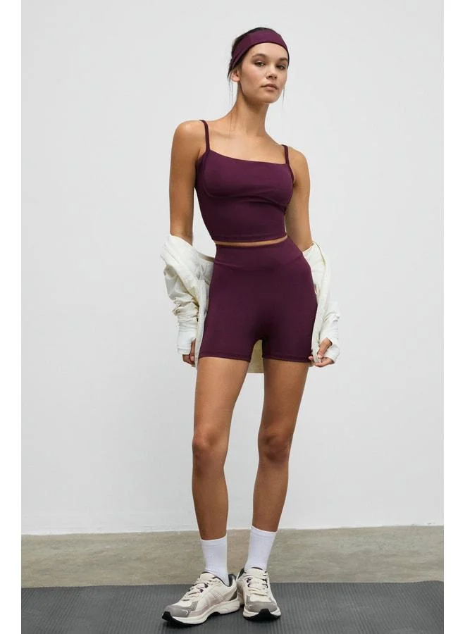 URBAN BEAT DASHOR Women's Stretchy and Soft Fabric Sports Short Burgundy Leggings.