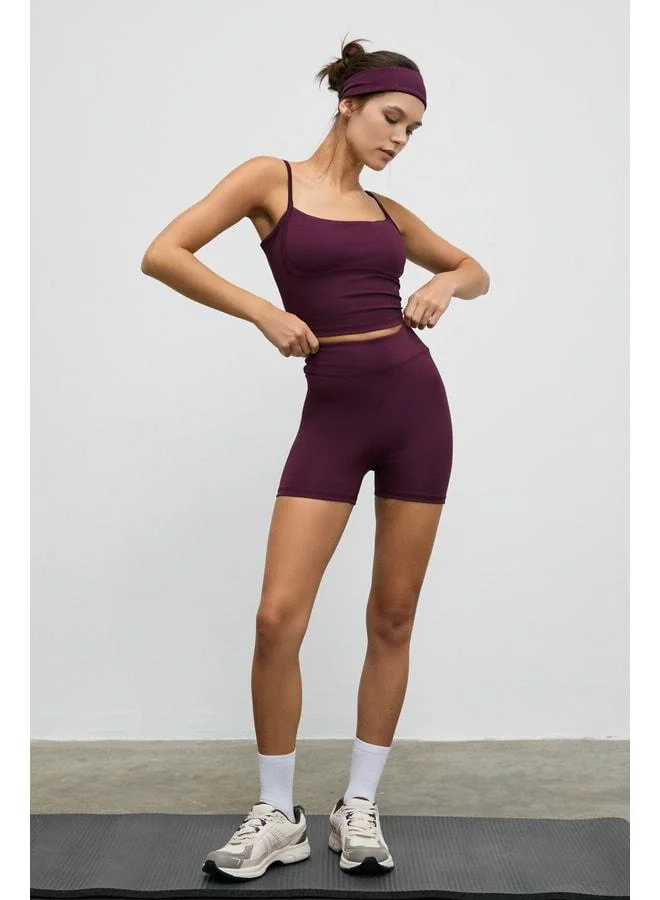 URBAN BEAT DASHOR Women's Stretchy and Soft Fabric Sports Short Burgundy Leggings.