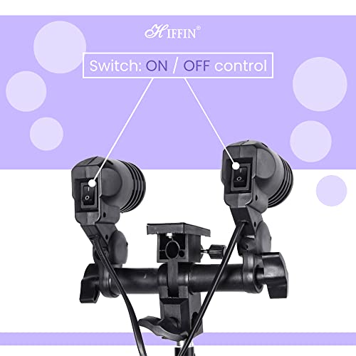 HIFFIN Branded E27 Double Light Socket with Light Stand Swivel Mount & Umbrella Holder for Photography, Film, & Video Studio - Image 4