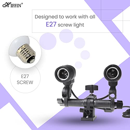 HIFFIN Branded E27 Double Light Socket with Light Stand Swivel Mount & Umbrella Holder for Photography, Film, & Video Studio - Image 2