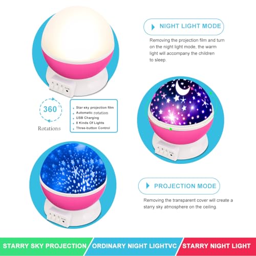 MOKOQI Star Projector, Night Light Lamp Fun Gifts for 1-4-6-14 Year Old Girls and Boys Rotating Star Sky Moon Light Projector for Kids Bedroom Decor -Pink - Image 5
