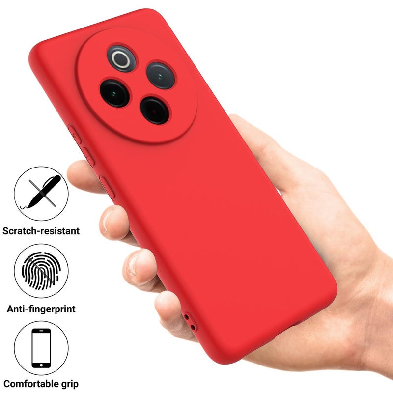 BURAQ Case Cover For vivo Y300 Pro+ / iQOO Z10 Solid Color Liquid Silicone Dropproof Full Coverage Phone Case(Red) - Image 2
