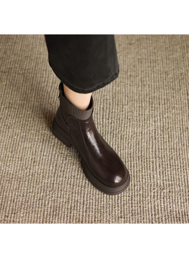 AME Patchwork Casual Ankle Boots 2025 New Versatile Unselective College Style Short Boots Comfortable And Easy To Walk Women's Boots - Image 3