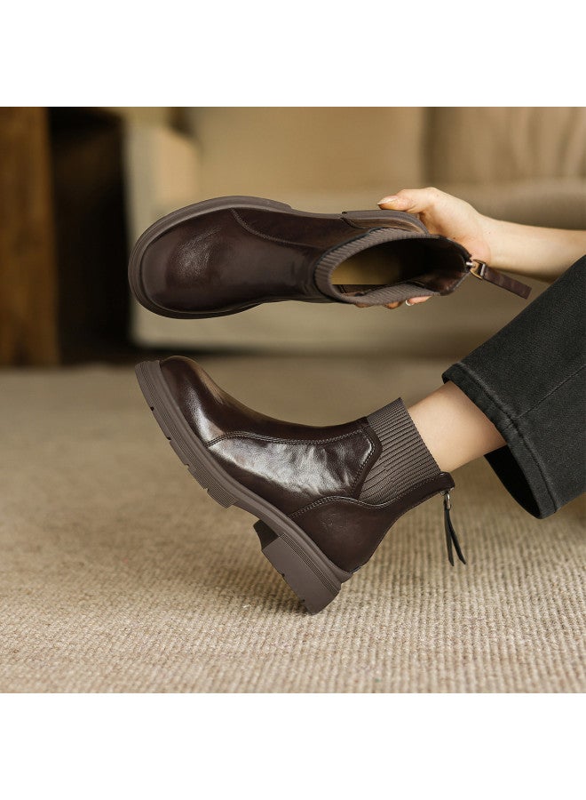 AME Patchwork Casual Ankle Boots 2025 New Versatile Unselective College Style Short Boots Comfortable And Easy To Walk Women's Boots - Image 2