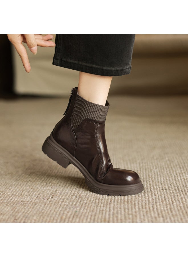 AME Patchwork Casual Ankle Boots 2025 New Versatile Unselective College Style Short Boots Comfortable And Easy To Walk Women's Boots - Image 5