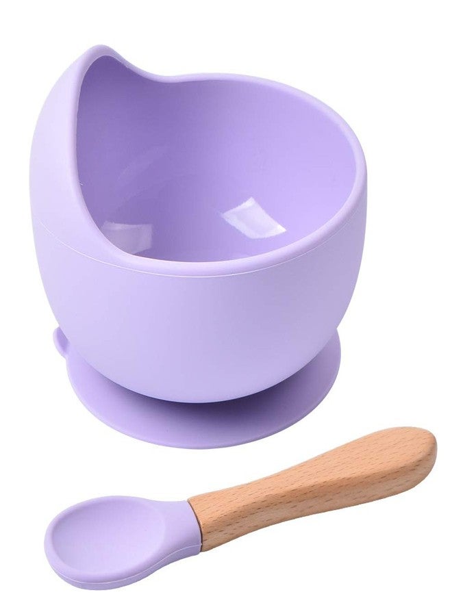 FLAVION Stay Put Suction Bowls for Baby Kid,Food Grade Bowl and Spoon Set for Baby Led Weaning,Toddler Dishes & Utensils for Babies Self Feeding, Baby Feeding Set (Purple, Pack of 1) - Image 1