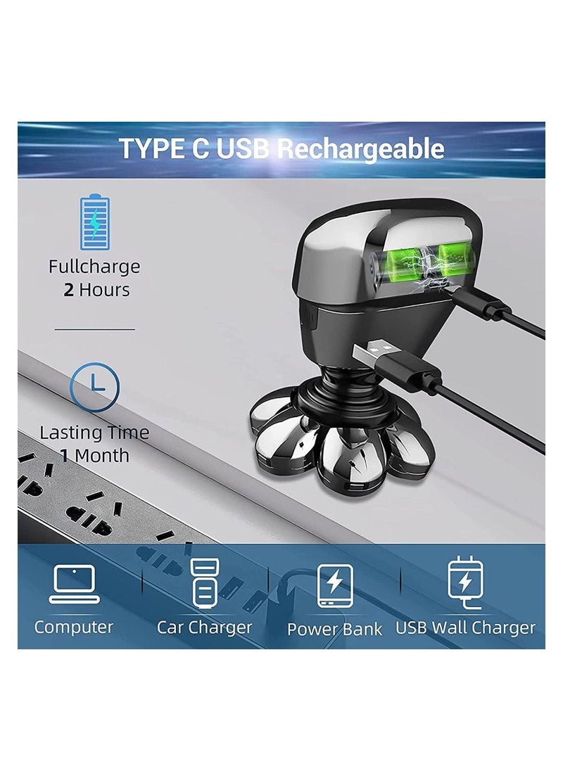 Electric Head Shavers for Bald Men, 5-in-1 DMG Bald Head Shavers for Men, Mens Grooming Kit, Electric Razor ​Wet and Dry Cordless USB Rechargeable Waterproof, Rotary Shavers LED Display - Image 5