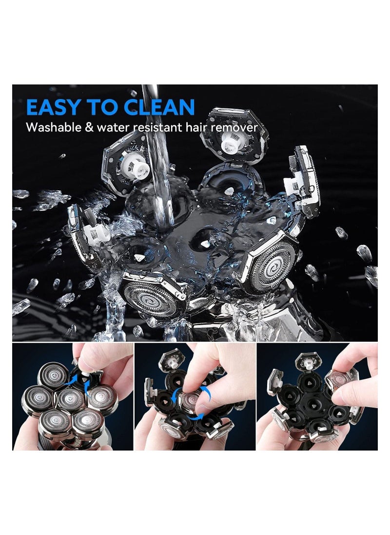 Electric Head Shavers for Bald Men, 5-in-1 DMG Bald Head Shavers for Men, Mens Grooming Kit, Electric Razor ​Wet and Dry Cordless USB Rechargeable Waterproof, Rotary Shavers LED Display - Image 2