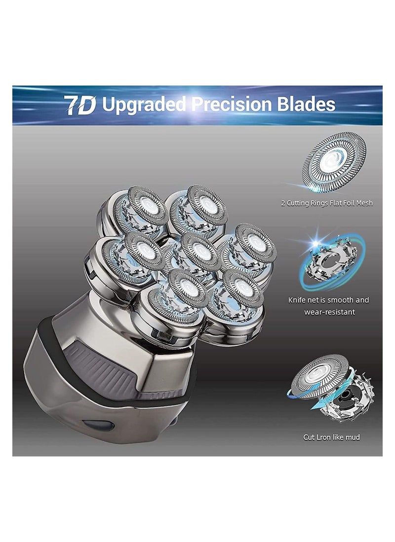 Electric Head Shavers for Bald Men, 5-in-1 DMG Bald Head Shavers for Men, Mens Grooming Kit, Electric Razor ​Wet and Dry Cordless USB Rechargeable Waterproof, Rotary Shavers LED Display - Image 3