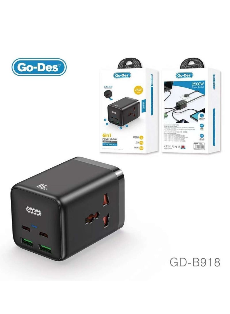 Go-Des Universal Plug travel Power adapter Mobile Phone Charging Tablet Fast Charger USB - Image 1