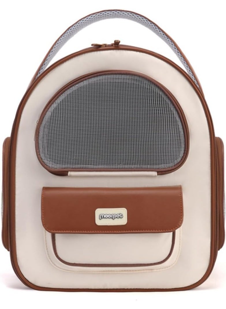 Meetion Transparent Pet Carrier Backpack for Cats Outdoor Travel Breathable Portable Pet Bag Pet Supplies,Brown - Image 1