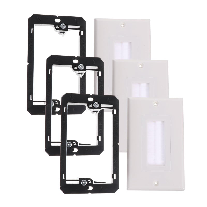 6 Pack Low Voltage Brush Wall Plates with Mounting Brackets Cable Pass Through - Image 2