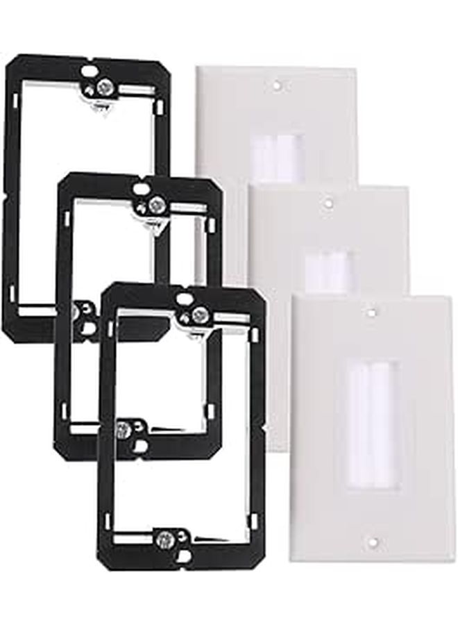 6 Pack Low Voltage Brush Wall Plates with Mounting Brackets Cable Pass Through - Image 1