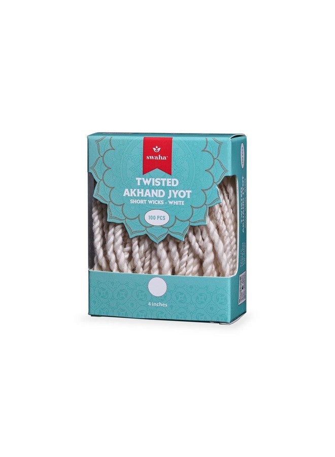 Swaha Twisted Akhand Jyot Cotton Short Wick (100 Pieces), White Colour, Long Lasting Pure Cotton Wicks for Daily Pooja and Meditation - Pack of 1 - Image 5