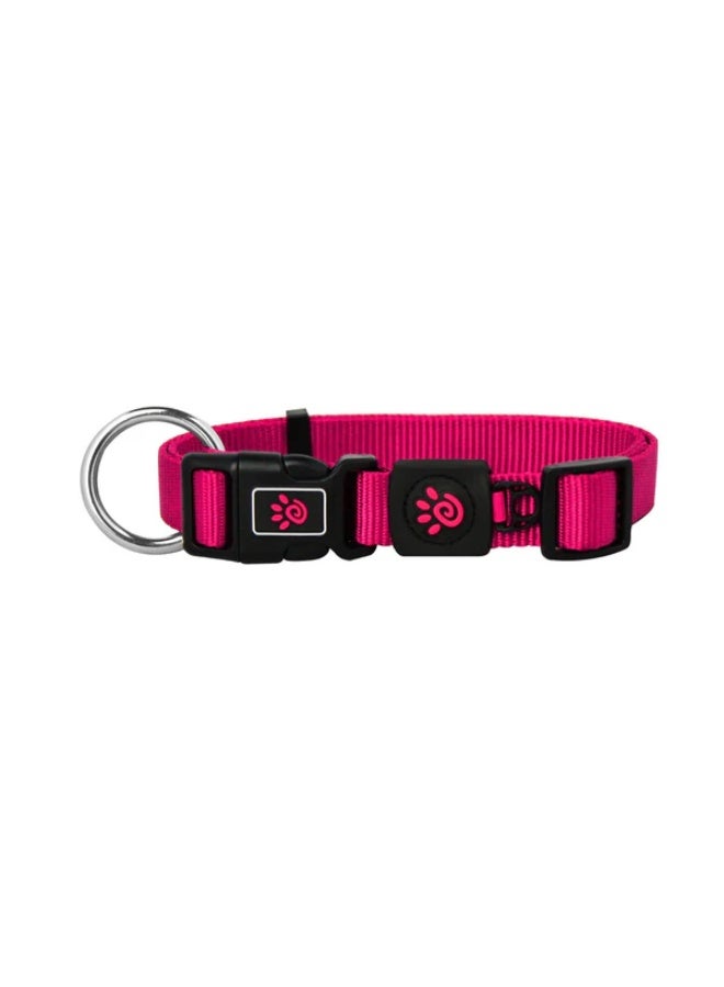 dog collar medium Nylon o-ring pink (35-51x2cm)
