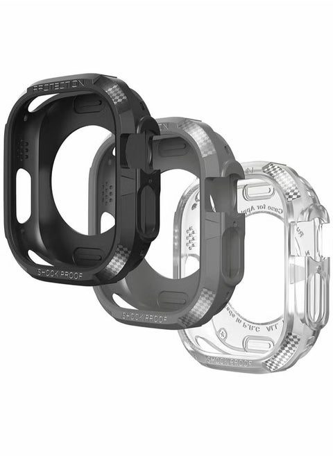 Screen Protector compatible with Apple Watch Ultra 49mm, and 3pack Overall Shockproof TPU Case
