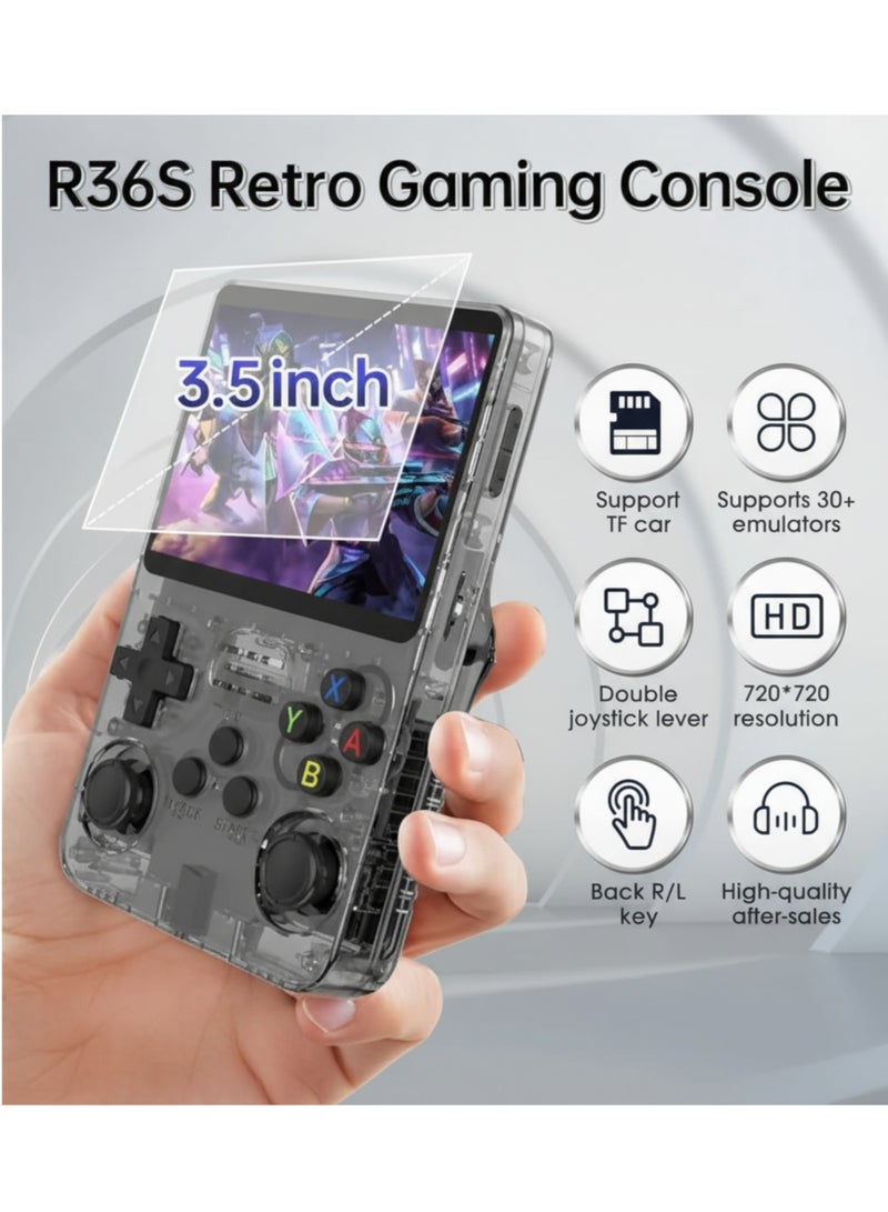 فيكسا برو جهاز ألعاب محمول كلاسيكي R36S بسعة 64 جيجابايت - أكثر من 20000 لعبة، شاشة IPS مقاس 3.5 بوصة، نظام تشغيل لينكس، جهاز ألعاب محمول (أسود) - Image 3