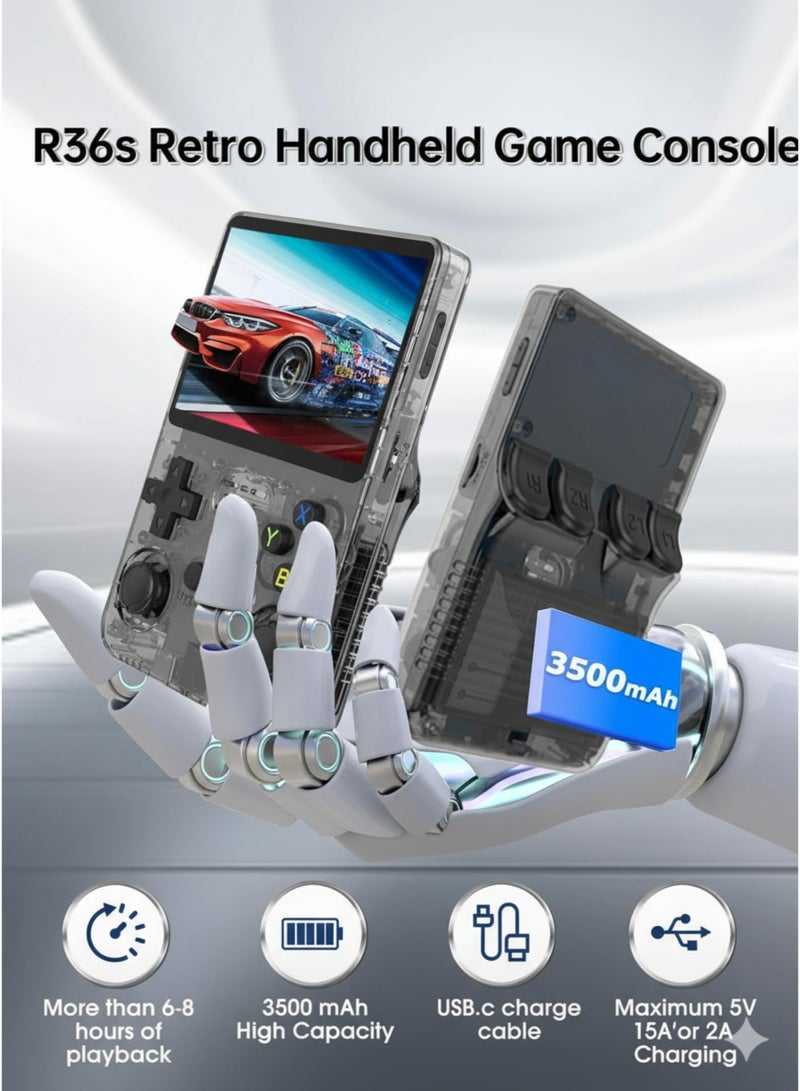 فيكسا برو جهاز ألعاب محمول كلاسيكي R36S بسعة 64 جيجابايت - أكثر من 20000 لعبة، شاشة IPS مقاس 3.5 بوصة، نظام تشغيل لينكس، جهاز ألعاب محمول (أسود) - Image 5