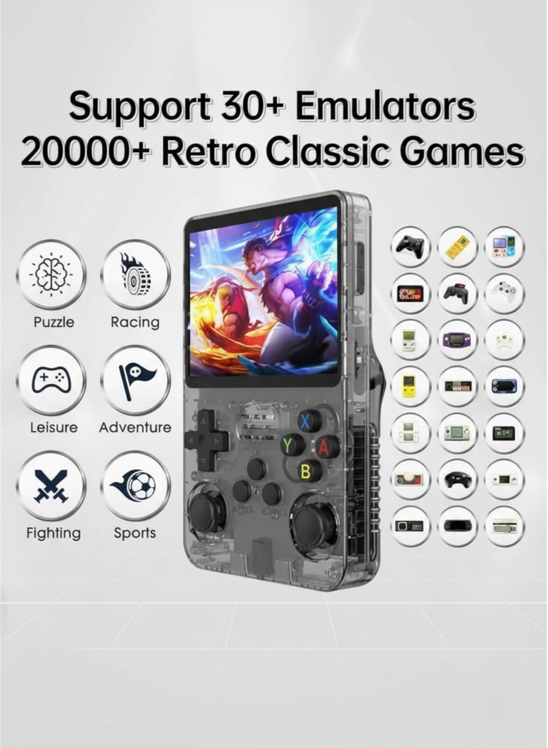 فيكسا برو جهاز ألعاب محمول كلاسيكي R36S بسعة 64 جيجابايت - أكثر من 20000 لعبة، شاشة IPS مقاس 3.5 بوصة، نظام تشغيل لينكس، جهاز ألعاب محمول (أسود) - Image 2