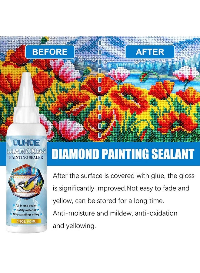 OUHOE Diamond Painting Sealer,5D Diamond Painting Glue | Fast Drying Prevent Falling Off | Permanent Seal with Hold and Shine Effect for Paintings, DIY Tools, Diamond Art Glue, 100ml - Image 3