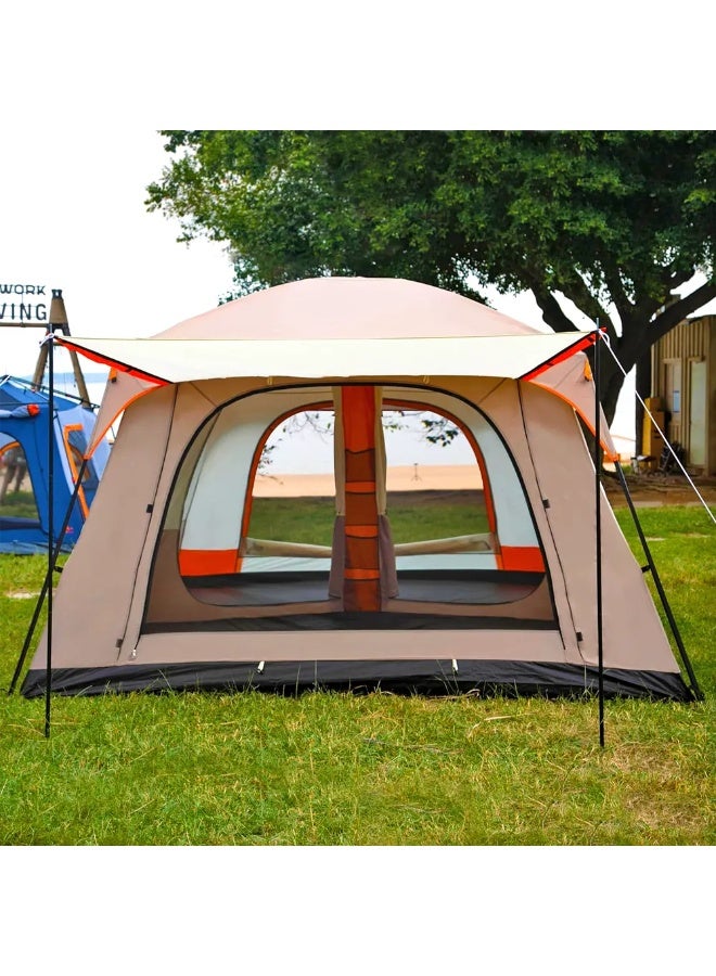 توبيز خيمة توبي الجديدة للتخييم الخارجي بطبقتين، تتسع من 6 إلى 8 أشخاص، وتحتوي على غرفة نوم وغرفة معيشة، وكابينة عائلية (لون كاكي) - Image 4