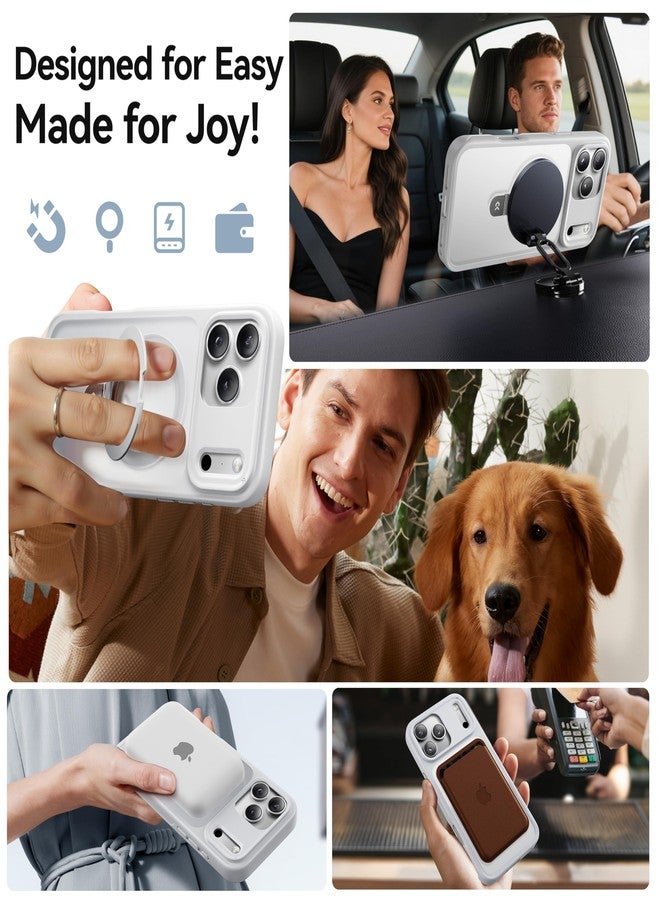 CASEKOO Ultra-Magnetic Stand for iPhone 17 Pro Max Case [Military Drop Protection] [Compatible with MagSafe] Shockproof Translucent Matte Slim Ring Holder Case for iPhone 17 ProMax 6.9", White - Image 4