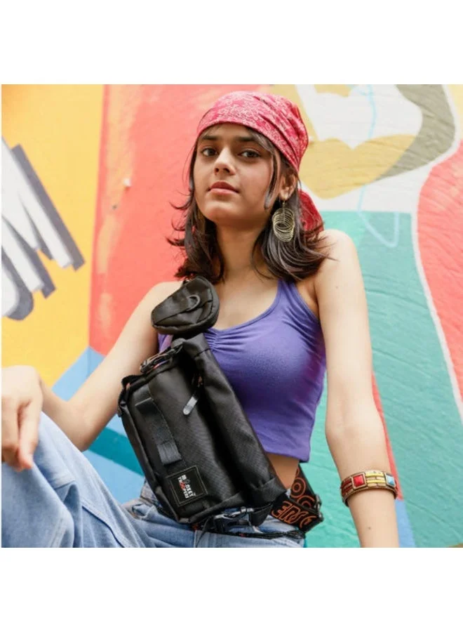 Monkey Troopers Black Radiant Crossbody Shoulder Sling Bag with Adjustable Strap Radiant Compact Chest Side Bag for Travel Walking Commuting Everyday Use