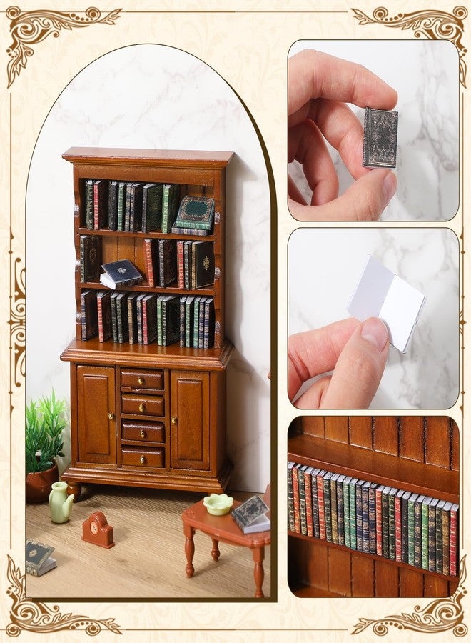 Chivertion 1:12 Scale Dollhouse Miniature Wooden Bookshelf Bookcase with 48 Pcs Miniature Books Mini Tiny Books for Dollhouse Mini Library Decoration Book Lover’s Reading Nook Gift(Brown) - Image 3