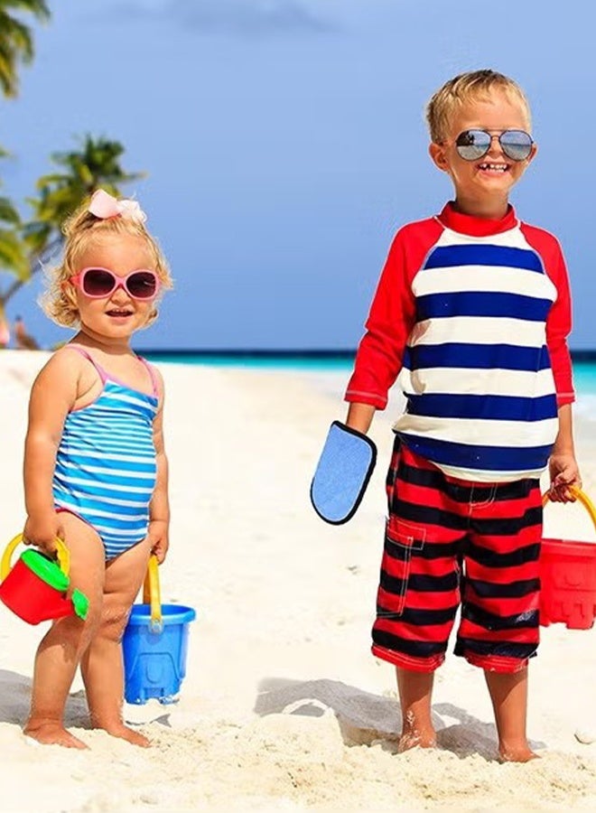 KANGLI 2 Pcs Sand Removal Mitt, Portable Beach Sand Cleaner Bag, Travel Mitt for Ocean Beach (Blue\Pink) - Image 2