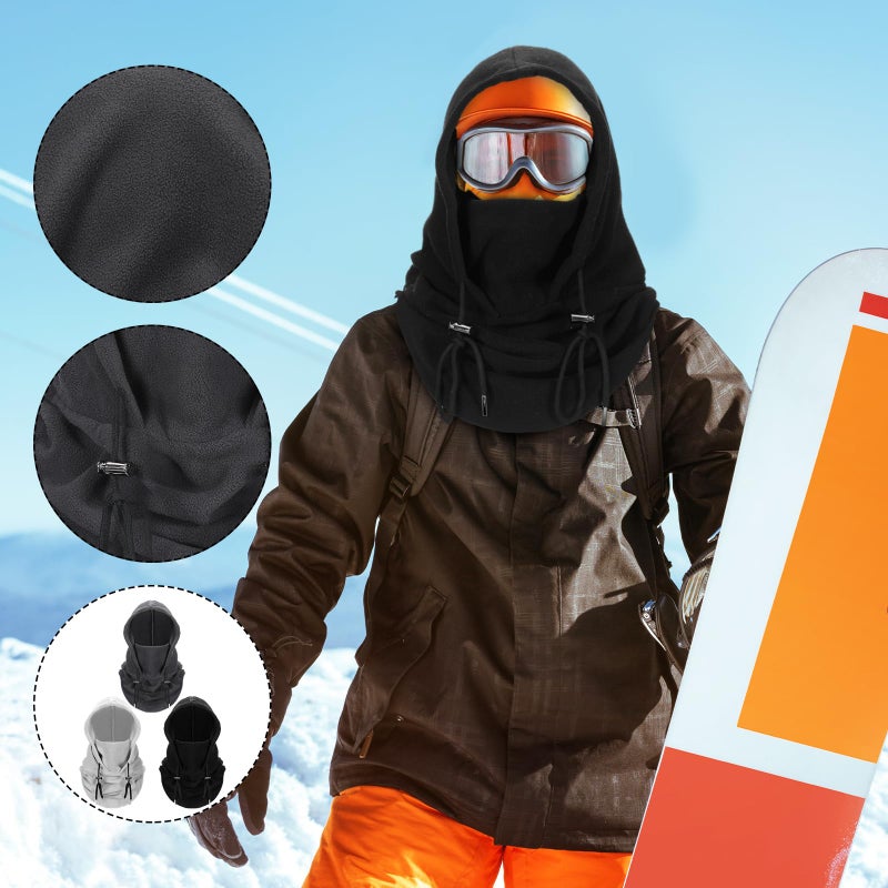 Velmitten 3 Pcs Over Helmet Balaclava Ski Mask Men Women Balaclava Windproof Fuzzy Face Mask Neck Warmer Scarf Helmet Hood(Polyester,Black, Dark Grey,Light Grey) - Image 3