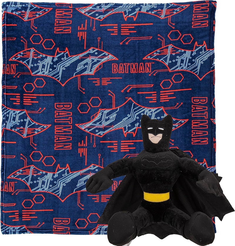 Northwest Batman Cyber Symbols Character Hugger Pillow & Silk Touch Throw Blanket Set, 40" x 50" - Image 1
