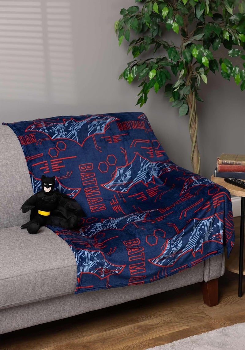 Northwest Batman Cyber Symbols Character Hugger Pillow & Silk Touch Throw Blanket Set, 40" x 50" - Image 2