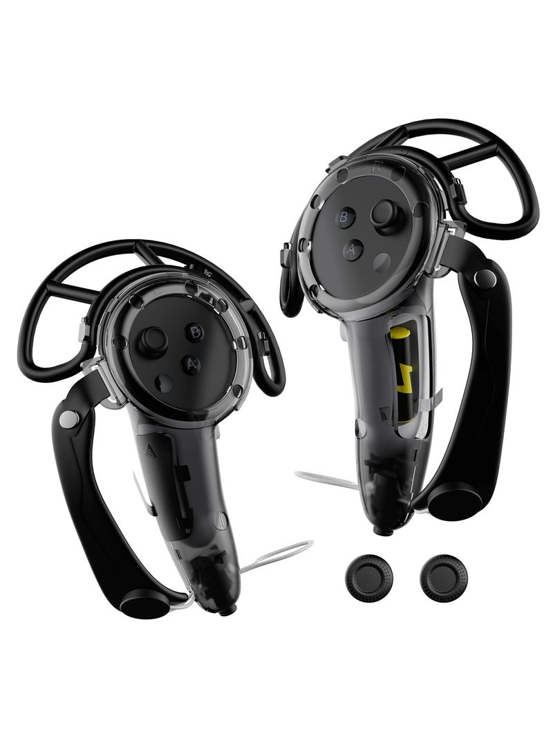 Meta Quest 3 VR Accessory: Extended Handle Controller Grip Cover - Anti-Collision Extension Protector with Adjustable Straps, Easy Battery Replacement - Compatible with Oculus Quest 3 (Black) - Image 1