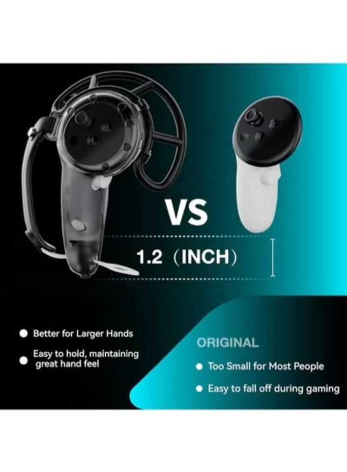 Meta Quest 3 VR Accessory: Extended Handle Controller Grip Cover - Anti-Collision Extension Protector with Adjustable Straps, Easy Battery Replacement - Compatible with Oculus Quest 3 (Black) - Image 2