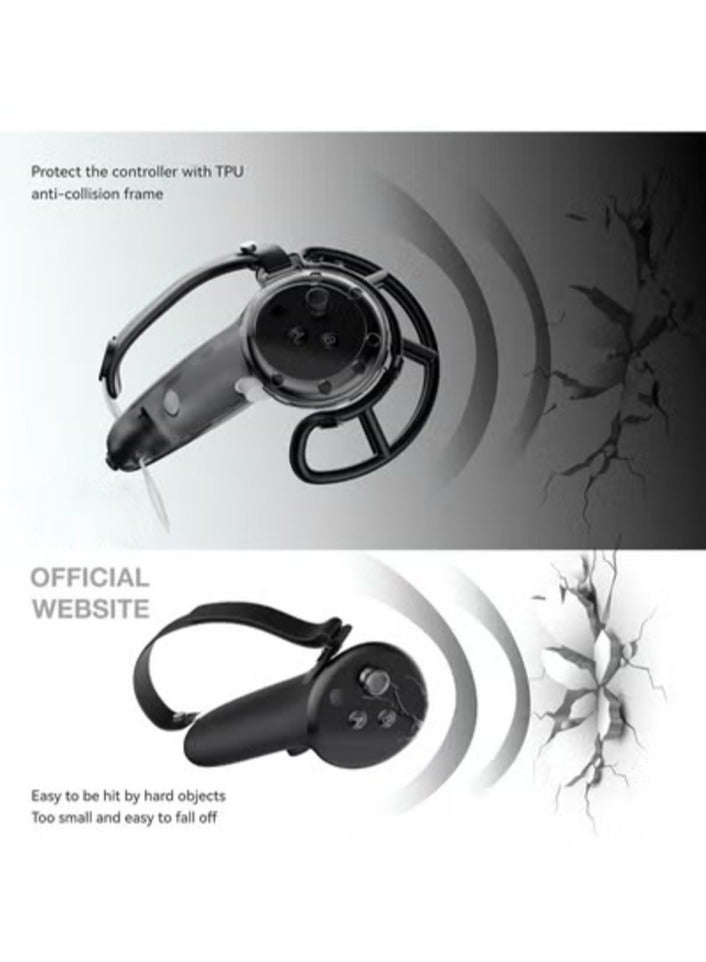 Meta Quest 3 VR Accessory: Extended Handle Controller Grip Cover - Anti-Collision Extension Protector with Adjustable Straps, Easy Battery Replacement - Compatible with Oculus Quest 3 (Black) - Image 4