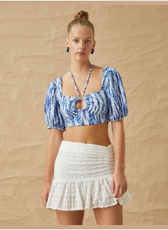 KOTON Cut Out Detail Square Neck Crop Blouse  - Image 3