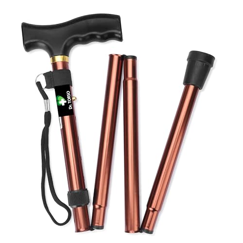 Dr. TORSO Foldable Walking Stick for Men & Women | Portable Lightweight Stick | Adjustable Height | Anti-Slip Rubber Base | All Aluminum Body | Strong and Light Weight | Ideal for Seniors (Copper) - Image 1