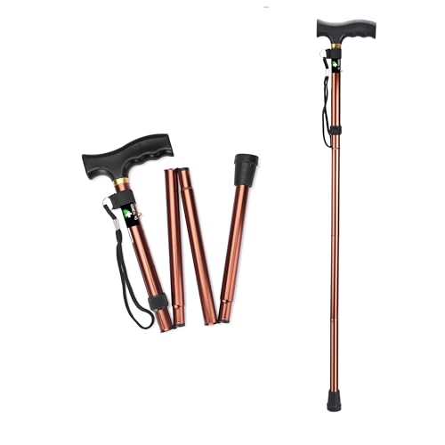 Dr. TORSO Foldable Walking Stick for Men & Women | Portable Lightweight Stick | Adjustable Height | Anti-Slip Rubber Base | All Aluminum Body | Strong and Light Weight | Ideal for Seniors (Copper) - Image 2